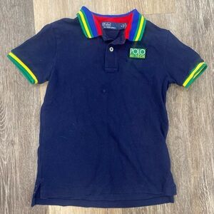 Polo by Ralph Lauren Kids Polo Shirt - Navy with Colorful Trim Hi Tech